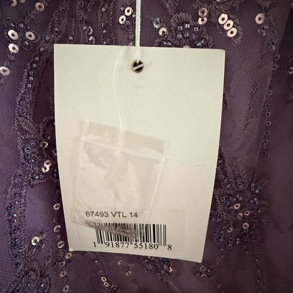 MacDuggal Purple Lilac Embellished Flutter Sleeve Evening Gown Dress Formal - Picture 10 of 12